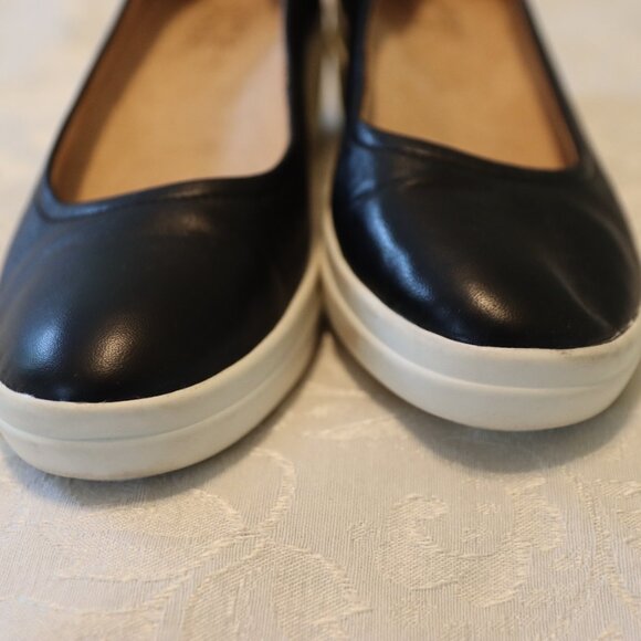 Naturalizer Susan Leather Slip on Wedge Shoe Size 8 Black White - Picture 7 of 12